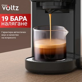 Втора ръка: Еспресо машина за мляно кафе и капсули 8в1 Oliver Voltz OV51171K8R, 1450W, 0.8 л, 5 адаптера, 19 bar, Черен/Сребрист
