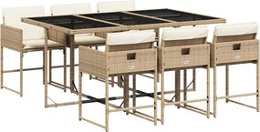 3211270 vidaXL Градински комплект с възглавници, 7 части, бежов полиратан