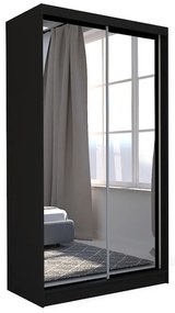 Шкаф с плъзгащи врати и огледало ROBERTA, 150x216x61, черно