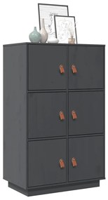 820174 vidaXL Висок шкаф, сив, 67x40x108,5 см, борово дърво масив