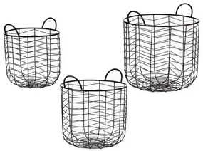 Комплект кошове Кръгъл Черен Метал (3 pcs)