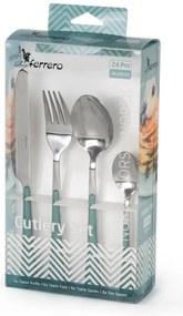 Комплект 24 бр прибори за хранене Luigi Ferrero Norsk FR-2421CS, Неръждаема стомана, Син