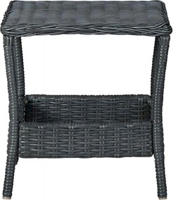 313306 vidaXL Градинска маса, тъмносива, 45x45x46,5 см, полиратан