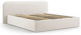 Двойно тапицирано легло с място за съхранение с включена подматрачна рамка в цвят слонова кост 200x200 cm Elizabeth – Micadoni