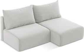 Светлосив кадифен сгъваем/с място за съхранение ъглов диван (десен ъгъл) Kalena – Makamii