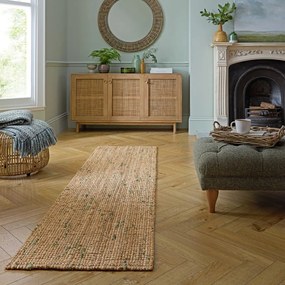 Зелено-естествена двустранна ръчно изработена ютена пътека 60x300 cm Jute Boucle Green – Flair Rugs