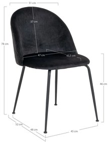 Черни кадифени трапезни столове в комплект от 2 броя Geneve - House Nordic