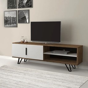 Меламинови мебели за телевизор Foot в орех - бял цвят 160x35x49см.