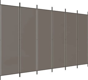 350192 vidaXL Параван за стая, 6 панела, антрацит, 300x200 cм, текстил