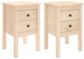 813690 vidaXL Нощни шкафчета, 2 бр, 40x35x61,5 см, борово дърво масив