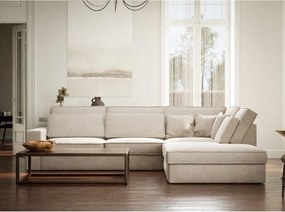 Кремав шенилов ъглов диван (десен ъгъл/L форма) Kirou – Maison de Rêve