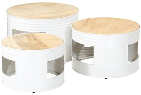 358934 vidaXL Бар маси с форма на барабан 3 бр масивно грубо мангово дърво