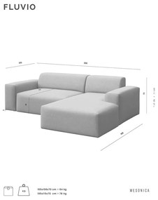 Сив велурен разтегателен диван (десен ъгъл) Fluvio - MESONICA