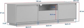 Бяла/в естествен цвят маса за телевизор от декор от бор 160x42x30 cm Sentinel – Kalune Design