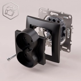 Двоен контакт със заземяване и рамка OSTE JNH002-G Black