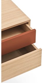 Тухленочервено нощно шкафче с дъбов фурнир Yoko - Teulat