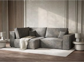 Сив шенилов сгъваем/с място за съхранение ъглов диван (ляв ъгъл/L форма) Tonga – Maison de Rêve