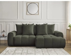 Шенилов сгъваем/с място за съхранение ъглов диван в цвят каки (десен ъгъл) Roxelane – Bobochic Paris