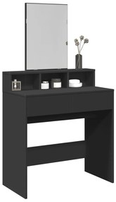 848172 vidaXL Тоалетка с огледало, черна, 80x41x144,5 см