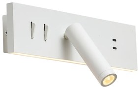 Стенна лампа бяла регулируема с USB-C вкл. LED - Modric