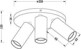 Кръгъл спот за таван LUX, бял, 3хGU10