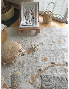 Ръчно изработен памучен детски килим подходящ за пране в цвят жълта охра и кремаво 120x160 cm Hippy Dots Honey – Lorena Canals