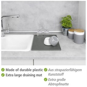 Сива гумена тавичка за оттичане за съдовете 40x30 cm Maxi – Wenko