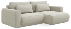 Бежов разтегателен ъглов диван с място за съхранение (десен ъгъл) Kapua – Makamii