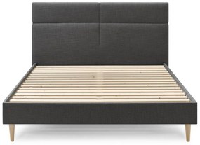 Черно тапицирано двойно легло с решетка 160x200 cm Elyna - Bobochic Paris