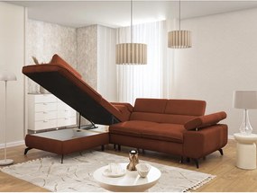 Теракотен шенилов ъглов диван (ляв ъгъл L форма) Marbeya – Ropez