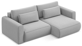 Светлосив кадифен разтегателен ъглов диван с място за съхранение (десен ъгъл) Kapua – Makamii