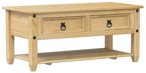 4002773 vidaXL Маса за кафе с чекмеджета "Corona" 100x48x45 см бор масив