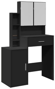 848235 vidaXL Тоалетка с шкаф, черна, 80x35x132 см
