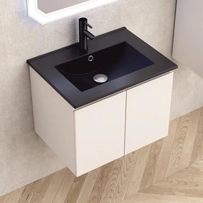 Конзолен PVC шкаф ICP 6045 + МИВКА ICC 5953B-2, Inter Ceramic, черен мат, 60x43.5x46см