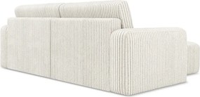 Кремав сгъваем/с място за съхранение ъглов диван от рипсено кадифе (ляв ъгъл) Kona – Makamii