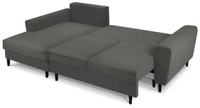 Тъмносив ъглов разтегателен диван от велур , ляв ъгъл Moghan - Micadoni Home