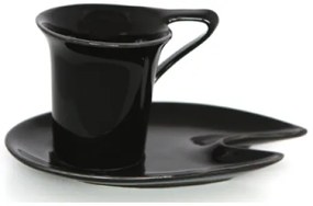 Порцеланова чаша с чинийка черна DY1074 70ml.