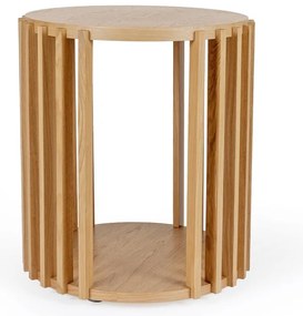 Масичка за кафе от дъб с барабан, ø 53 cm - Woodman