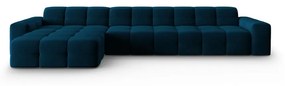 Тъмносин ъглов диван от кадифе (ляв ъгъл) Kendal - Micadoni Home