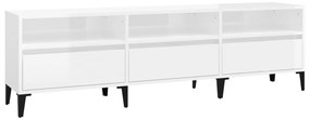 831919 vidaXL ТВ шкаф, бял гланц, 150x30x44,5 см, инженерно дърво