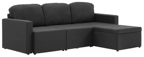 288784 vidaXL 3-местен модулен диван легло, тъмносив, плат