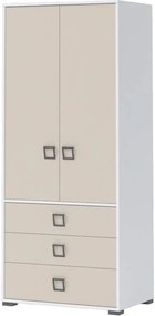 Двойна гардеробна гатанка 2D3S-бял-пясък