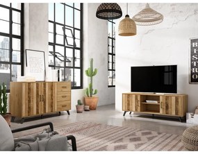 Нисък скрин с дъбов декор в естествен цвят 136x81 cm Nordic - Marckeric