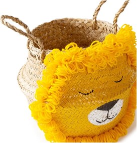 Жълта/естествена детска кошница за играчки от морска трева ø 30x28 cm Lion – Compactor