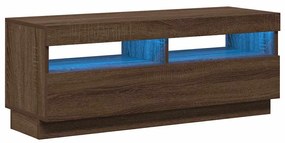 815722 vidaXL ТВ шкаф с LED осветление, кафяв дъб, 100x35x40 см
