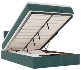 3312683 vidaXL Османска легло с матрак и LED, тъмнозелено, 120x190 см, кадифе