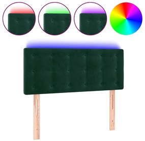 3122091 vidaXL LED горна табла за легло, тъмнозелена, 100x5x78/88 см, кадифе