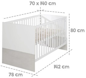 Детско легло в бяло и светлосиво 70x140 cm Julia - Roba