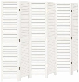 358842 vidaXL Разделител за стая, 6 панела, бял, дърво пауловния масив