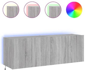 837313 vidaXL Стенни ТВ шкафове с LED лампи, 2 бр, сив сонома, 60x35x41 см